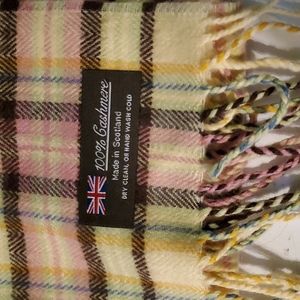 New cashmere yellow & pink plaid scarf